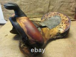 Vintage Leather, Wood, Metal Saddle Tree Western Primitive Horse Pony 10107