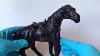 Vintage Leather Wrapped Brown Horse Stallion Statue Figurine