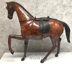 Vintage Leather Wrapped Horse Equestrian Figure Prop Cool 28 X 24