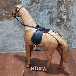 Vintage Leather Wrapped Horse Equine Statue Figurine Home Decor