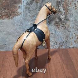 Vintage Leather Wrapped Horse Equine Statue Figurine Home Decor