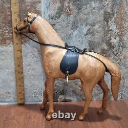 Vintage Leather Wrapped Horse Equine Statue Figurine Home Decor