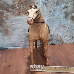 Vintage Leather Wrapped Horse Equine Statue Figurine Home Decor