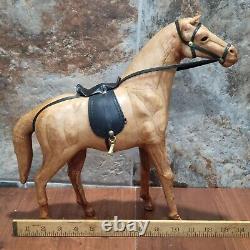 Vintage Leather Wrapped Horse Equine Statue Figurine Home Decor