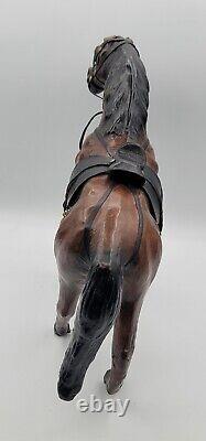 Vintage Leather Wrapped Horse Figure Figurine Statues Antique Equestrian Lot 3