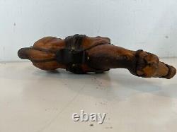 Vintage Leather Wrapped Horse Wearing Saddle Figurine