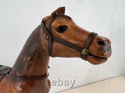 Vintage Leather Wrapped Horse Wearing Saddle Figurine