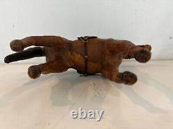 Vintage Leather Wrapped Horse Wearing Saddle Figurine