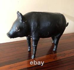 Vintage Leather Wrapped Pig Small Black