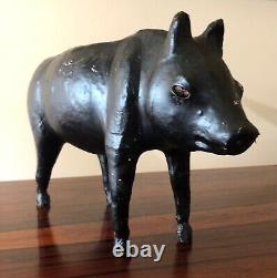 Vintage Leather Wrapped Pig Small Black