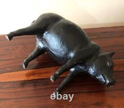 Vintage Leather Wrapped Pig Small Black