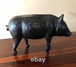 Vintage Leather Wrapped Pig Small Black