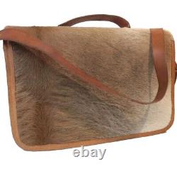 Vintage Leather and Horse Hair Messenger Bag / Purse / Book Bag