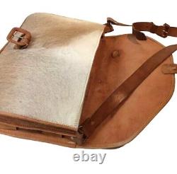 Vintage Leather and Horse Hair Messenger Bag / Purse / Book Bag