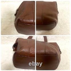 Vintage Longchamp Leather Tote Bag Mini Boston Bag Brown Horse Logo