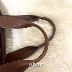 Vintage Longchamp Leather Tote Bag Mini Boston Bag Brown Horse Logo