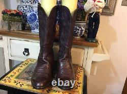 Vintage Lucchese Brown leather Handmade Leather Sz 9.5 D Cowboy Rodeo Boots