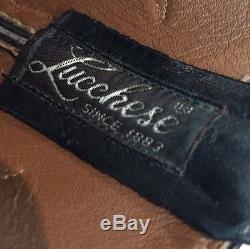 Vintage Lucchese RARE Black Horse Leather Boots With Paris Cording Sz 9 D MINT