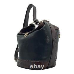 Vintage MARINO ORLANDI Leather Sling Bag Embossed Bucket Handbag ITALY BLACK EVC