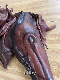 Vintage MCM Sculpted Leather Horse Wall Art Hanging Abstract Danish Style OOAK