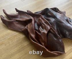 Vintage MCM Sculpted Leather Horse Wall Art Hanging Abstract Danish Style OOAK