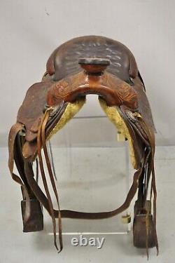 Vintage ML Leddy's Brown Tooled Leather Western Show Horse Saddle