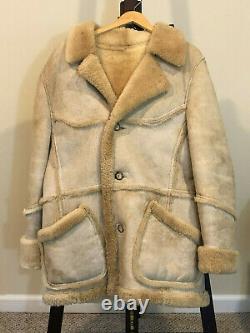 Vintage Marlboro Man Jacket Sheepskin Leather Ranch Work Coat (Size 40)