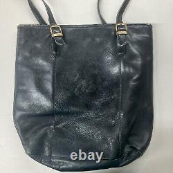 Vintage Marsha De Arriaga Colombia Leather Equestrian Horse Black Tote Bag Purse