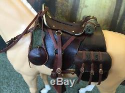 Vintage Marx Horse Thunderbolt with real leather cavalry saddle by Ben's
