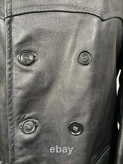 Vintage Mats Larsson Swedish Military Leather Coat Officer Horse WW2
