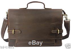 Vintage Men Crazy Horse Leather Messenger Bag shoulder bag Crossbody Briefcase 4