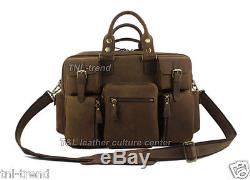 Vintage Men Crazy Horse Leather Tote Luggage Bag Travel Bag Duffle Bag Messenger