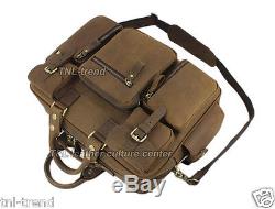 Vintage Men Crazy Horse Leather Tote Luggage Bag Travel Bag Duffle Bag Messenger