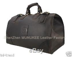 Vintage Men Crazy Horse Leather Travel Bag Tote Luggage Bag Duffle Bag Carry On