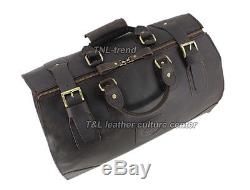 Vintage Men Crazy Horse Real Leather Tote Luggage Bag Travel Bag Duffle Gym Bag