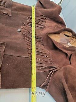 Vintage Men's 1960's Brown Leather Jacket Fringe Size 42 Made in Mexico (EXC)