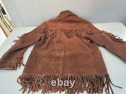 Vintage Men's 1960's Brown Leather Jacket Fringe Size 42 Made in Mexico (EXC)