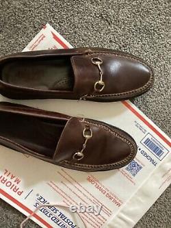 Vintage Men's GUCCI Brown Leather Horse-bit Loafers Shoes size 9.5