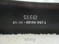 Vintage Men's Gucci Black Patent Leather Belt Silver Horse Bit Buckle Size 34