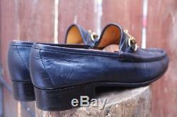 Vintage Men's Gucci Horse-Bit Loafers 1957 Size 8.5 D 41.5 M Navy Blue Leather