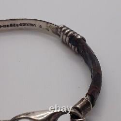 Vintage Men's Taxco Sterling Silver Horse Bit Leather Bracelet Men 37.1 g 8.5