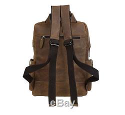 Vintage Mens Crazy Horse Leather Backpack Camping Travel Hiking Sports Bag H-14