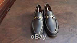 Vintage Mens Gucci Lug Bottom Horse Bit Loafers Shoes Sz 14 D Used Dress Casual