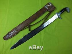 Vintage Mexico Mexican Horse Head Short Sword Machete Leather Hand Made Scabbard