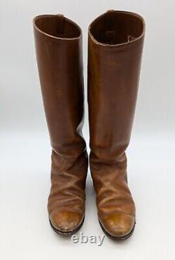 Vintage Military 7 D Brown Leather Cavalry Riding Boots WW2 or Earlier