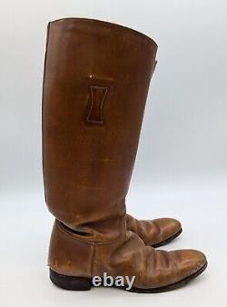 Vintage Military 7 D Brown Leather Cavalry Riding Boots WW2 or Earlier