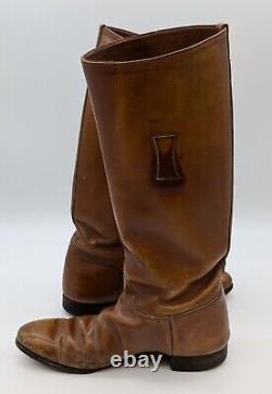 Vintage Military 7 D Brown Leather Cavalry Riding Boots WW2 or Earlier