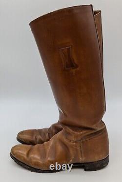 Vintage Military 7 D Brown Leather Cavalry Riding Boots WW2 or Earlier