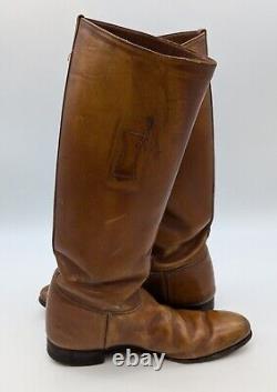 Vintage Military 7 D Brown Leather Cavalry Riding Boots WW2 or Earlier