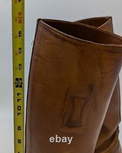 Vintage Military 7 D Brown Leather Cavalry Riding Boots WW2 or Earlier